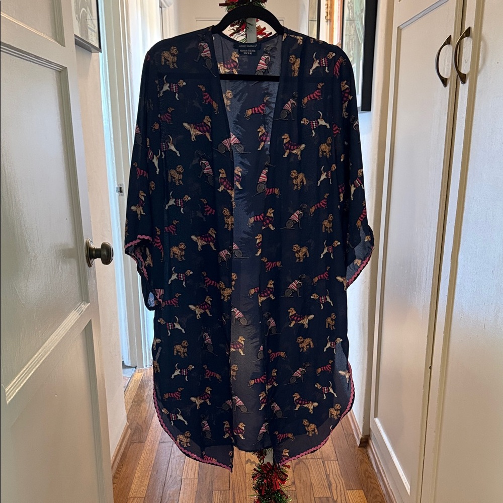 Simply Southern Kimono Featuring Dogs in Sweaters